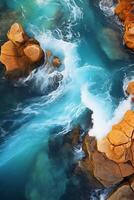 Astounding underwater aerial view of brine pool, beautiful deep rich colors. photo