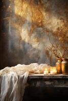 Light background, silky table top texture, scenery. photo