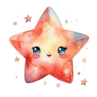 mignonne peu aquarelle étoile isolé png