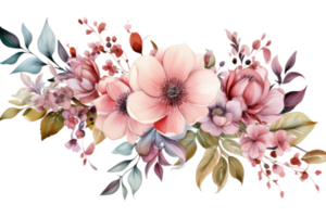 Watercolor floral borber isolated png