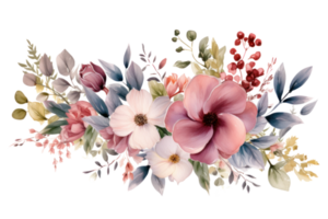 Watercolor floral borber isolated png