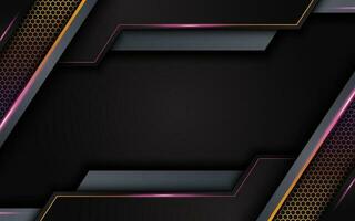 modern gradient background with glow yellow pink on dark metallic hexagon pattern vector