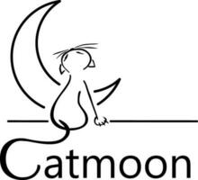 cat moon logo design vector art