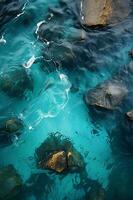 Astounding underwater aerial view of brine pool, beautiful deep rich colors. AI generative photo