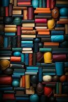 Abstract hypnotic illusion of books. AI generative photo