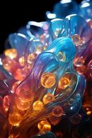 Colorful translucent iridescent pasta, food photography. AI generative photo