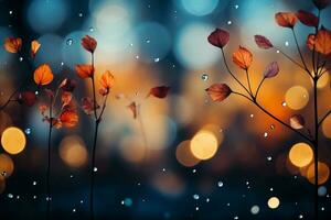 Colorful autumn background with bokeh and autumn leaves. AI generative photo