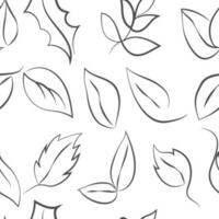 Seamless pattern of leaves symbolizing eco, green energy, ecology. Vector image, sketch in line art style