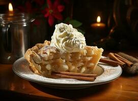 Apple pie with ice cream photo