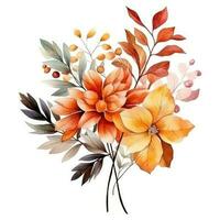 Watercolor colorful autumn bouquet isolated photo