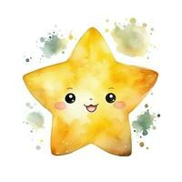 Watercolor cute little yellow star photo