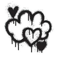 Spray Painted Graffiti cloud icon Sprayed isolated with heart symbol. graffiti cloud icon with over spray in black over white. Vector illustration.