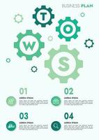 Infographic template for presentations and features data visualization includes a process chart with diagrams, steps, options. The concept for marketing through illustrations for drive to success. vector