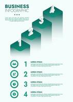 Infographic template for presentations and features data visualization includes a process chart with diagrams, steps, options. The concept for marketing through illustrations for drive to success. vector