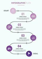 Infographic template for presentations and features data visualization includes a process chart with diagrams, steps, options. The concept for marketing through illustrations for drive to success. vector