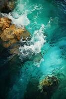 Astounding underwater aerial view of brine pool, beautiful deep rich colors. AI generative photo