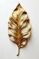 Leaf drawn with gold lines, leaf whole in the frame. photo