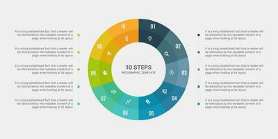 Circle Infographic, Template Design With 10 Steps or Options, Workflow or Process Diagram vector