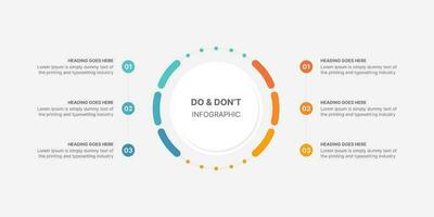 Round Circle Do and Don't, Pros and Cons, Vs, Versus Comparison Infographic Design Template vector