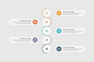 Five steps, Options Circle Timeline Vector Business Infographic Modern Design Template