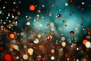 Abstract pattern sparkl bokeh illustration, tone green mint mixing red light. AI generative photo