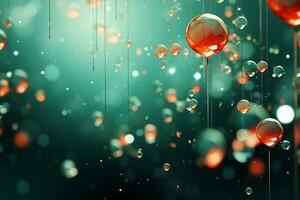 Abstract pattern sparkl bokeh illustration, tone green mint mixing red light. AI generative photo