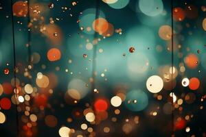 Abstract pattern sparkl bokeh illustration, tone green mint mixing red light. AI generative photo