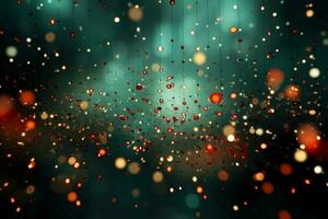 Abstract pattern sparkl bokeh illustration, tone green mint mixing red light. AI generative photo