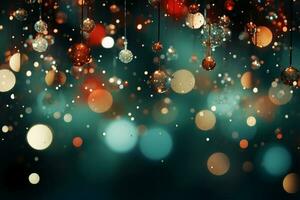 Abstract pattern sparkl bokeh illustration, tone green mint mixing red light. AI generative photo