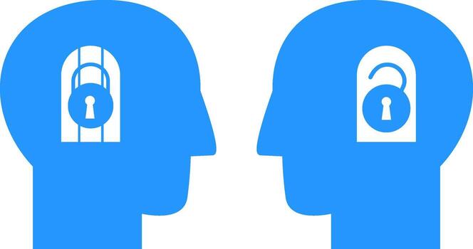 Think growth mindset different fixed mindset icon design vector