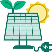 Battery charging with solar panel icon vector