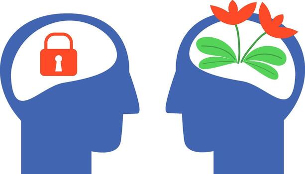 Think growth mindset different fixed mindset icon design vector