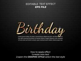 birthday text effect,typography, 3d text. vector template