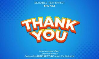 thank you text effect typography, 3d text. vector template