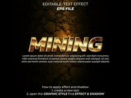 mining text effect, typography, 3d text. vector template