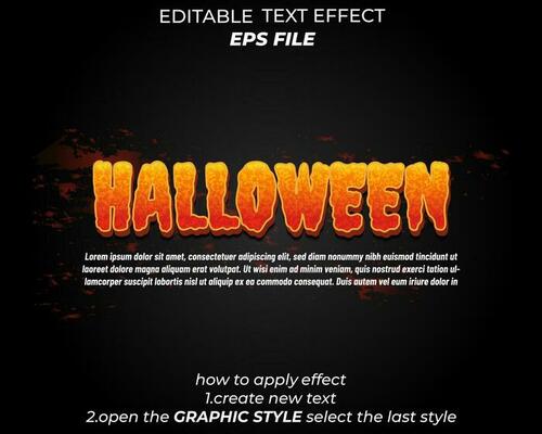 halloween text effect typography, 3d text. vector template