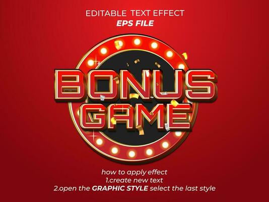 bonus game text effect typography, 3d text. vector template