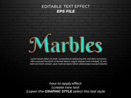 marbles text effect, typography, 3d text. vector template