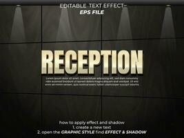 reception text effect, typography, 3d text. vector template