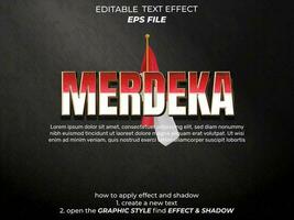 merdeka text effect, typography, 3d text. vector template