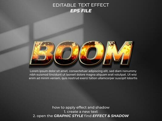 boom text effect, typography, 3d text. vector template
