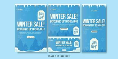 Winter Sale Blue Gradient Color Background for Christmas Event vector