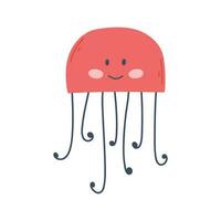 Cute jellyfish in flat style. Kids hand drawn jellyfish. Vector illustration.