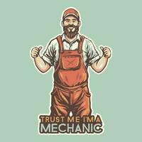 a smiling man with a beard and an apron is holding up two thumbs up vector