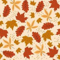 Autumn and thanksgiving seamless pattern with falling leaves. Vector illustration