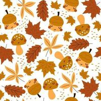 Autumn and thanksgiving seamless pattern with falling leaves. Vector illustration