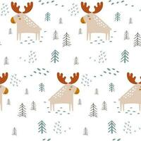 Moose pattern seamless. Vector illustrations