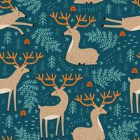 Deer  seamless pattern. Vector illustrations