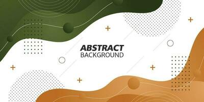 Green and brown geometric business banner design. Colorful creative banner design with wave shapes and lines on white background. Simple horizontal banner. Eps10 vector