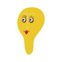 Funny quirky charming lemon with a cute face. lemon character. vector